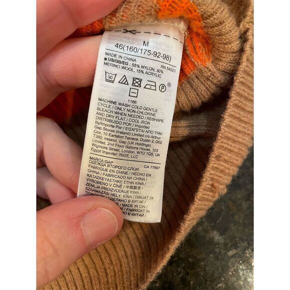 Gap Women's M Orange Polka Dot Pullover Sweater Long Sleeve Crew Neck - Picture 5 of 9